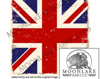 Union Jack Vintage Style Fabric Craft Panels in 100% Cotton or Polyester