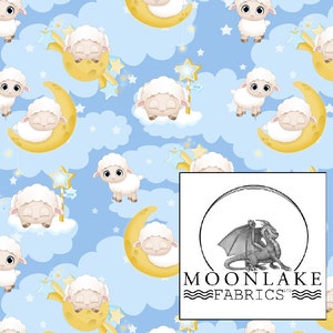Sheep nursery sleepy time Fabric 100% Cotton 130gsm Poplin