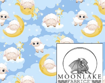 Sheep nursery sleepy time Fabric 100% Cotton 130gsm Poplin