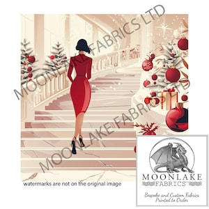 Christmas - Fashion Female, Fabric Craft Panels in 100% Cotton or Polyester