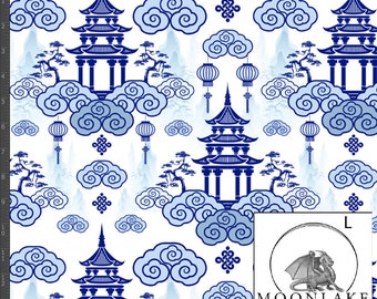 Chinesischer Weidenstil Stoff 100% Baumwolle 130gsm Popeline Stoff - Größe: 111,39 cm breit (44 Zoll)