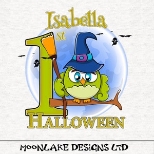 Witch Owl Halloween Personalized Fabric| Fabric Craft Panels in 100% Cotton or Polyester