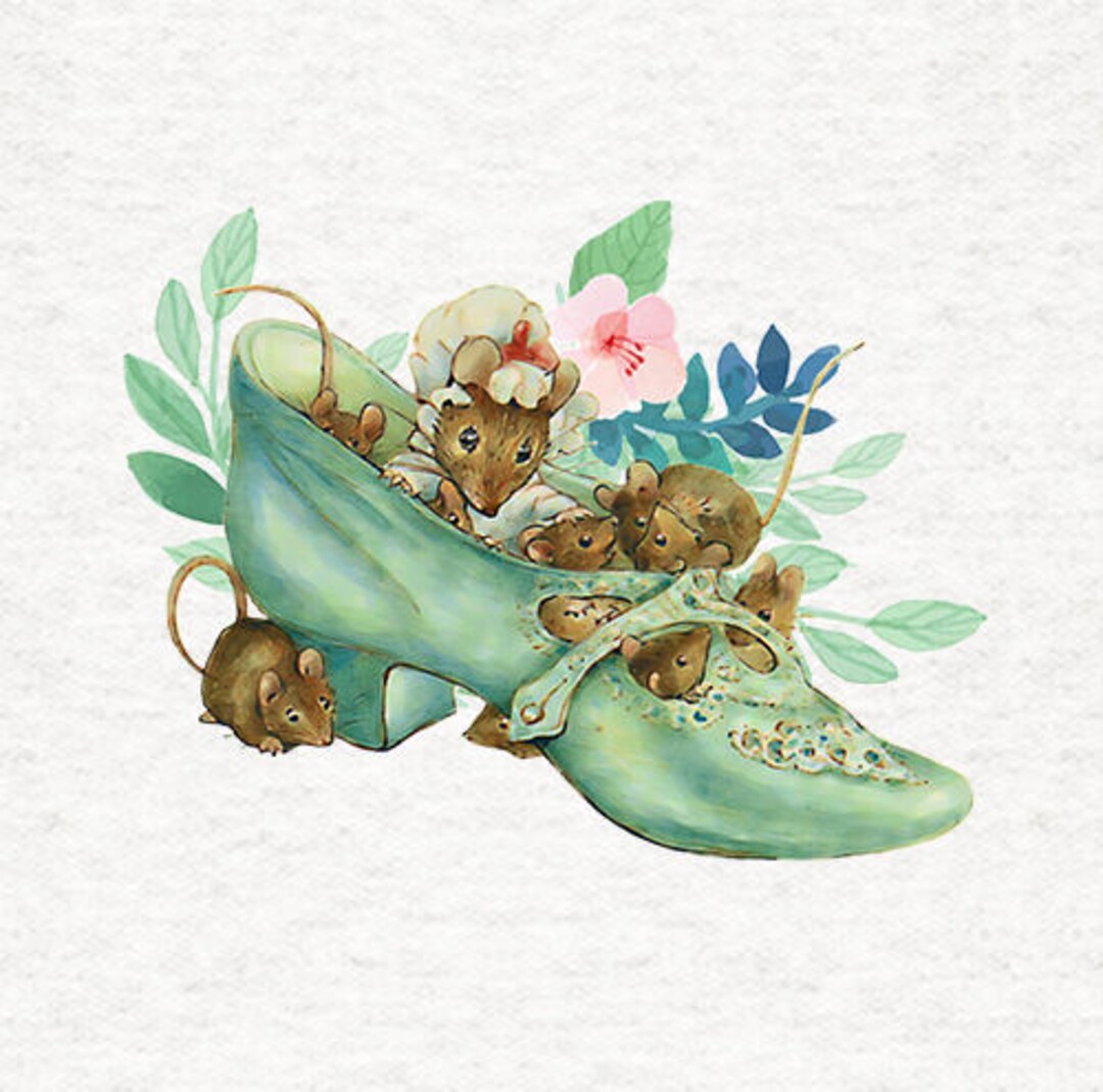 Peter Rabbit Mrs Mouse Lives in A Shoe Leaves and Flowers in 100% Light ...