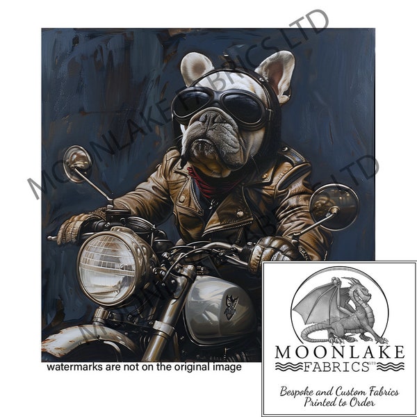 French Bulldog on a Motorbike  | Fabric Craft Panels in 100% Cotton or Polyester