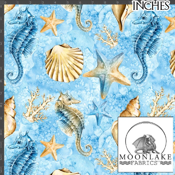 Popeline d'été Seahorse 100 % coton, 130 g/m² *Exclusivité* - Taille : 111,39 cm de large (44 pouces)