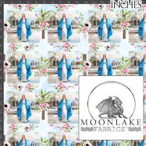 Mary mother of Jesus floral  , Repeat 100% Quality Cotton Poplin Fabric * Exclusive * Size: 111.39cm wide (44 inches)