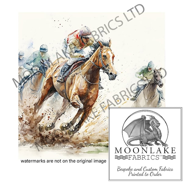 Horse Racing on the outside Fabric Craft Panels in 100% Cotton or Polyester