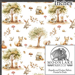 Cute Woodland Animals Autumn Tones 100% Quality Natural Cotton Fabric *Exclusive* Size: 111.39cm wide (44 inches)