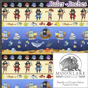 Pirate Crew Boats and Bits 100% Quality Cotton Poplin Fabric *Exclusive* Size: 111.39cm wide (44 inches)