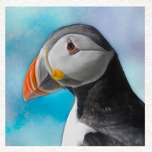 Puffin Portrait ,  Fabric Craft Panels 100% Cotton or Polyester