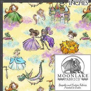 Princess Knight Dragon Frog 100% Cotton 130gsm Sewing Fabric