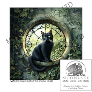 Cat The Garden Window Assorted 100% Natural Cotton or 290gsm thick soft Polyester Fabric Panel Squares
