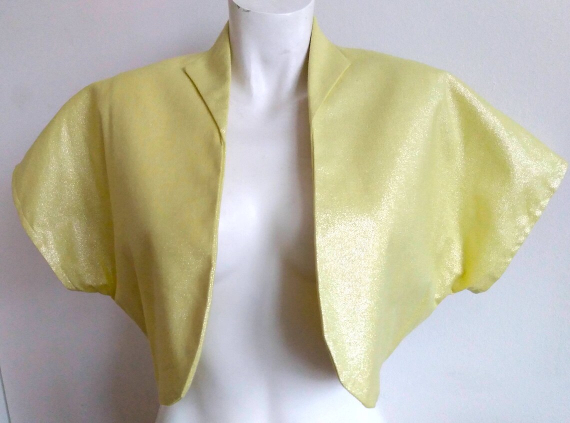 Bolero jacket yellow glittery ladies cropped collared Etsy