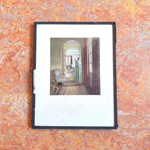 Cuadro antiguo La carta de Leonard Campbell Taylor, reproducción de la pintura original de 1942. Cristal con cinta negra para enmarcar, algunos daños