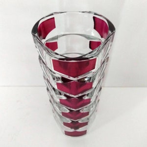 Vintage 70s Small thick glass format Rubies vase FRANCE