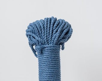 Macrame cord / Blue / 100 feet / Twisted cotton rope / 3 Ply