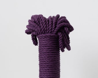 5MM / Macrame Rope / Aubergine / 100 Pieds / 30 Meter / Corde de coton torsadée / 3 Ply