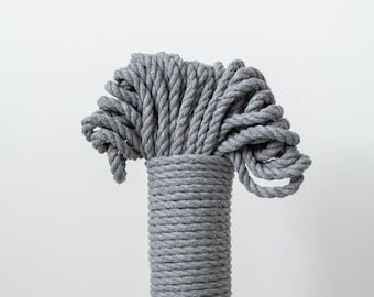 5MM / Macrame Rope / grey / 100 Feet / 30 Meter / Twisted cotton rope / 3 Ply