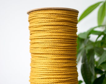 Macrame rope / Mustard / 5MM / Twisted Cotton Rope / 3 Strand / 1000 Feet / 3.2KG