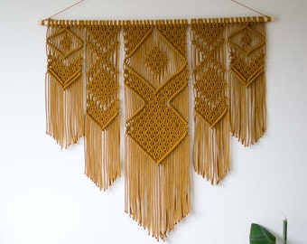 Large Macrame Wall Hanging - Available in White, Gray, Mustard, Green, Mint, Salmon, Blush or Lavender - 46" x 40" (116cm x 100cm)