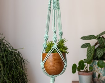 Mint Knotted Macrame Plant Hanger - 40" (100cm) in Length