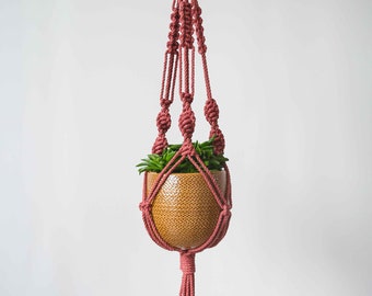 Red Macrame Plant Hanger 40" (100cm) Long