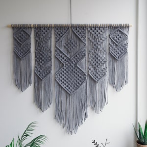 Large Macrame Wall Hanging Available in White, Gray, Mustard, Green, Mint, Salmon, Blush or Lavender 46 x 40 116cm x 100cm image 2