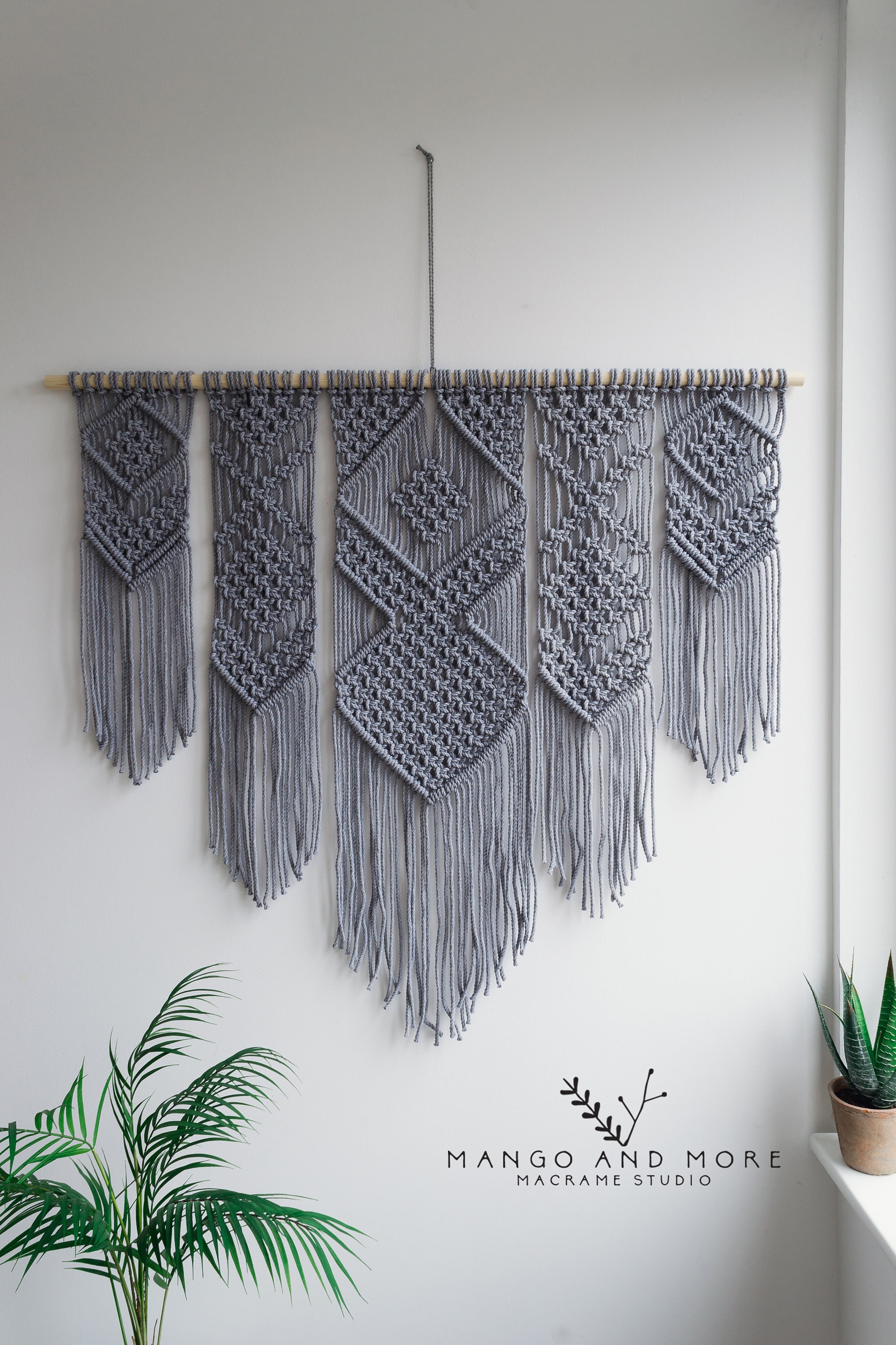 Large Macrame Wall Hanging Available in White Gray Etsy