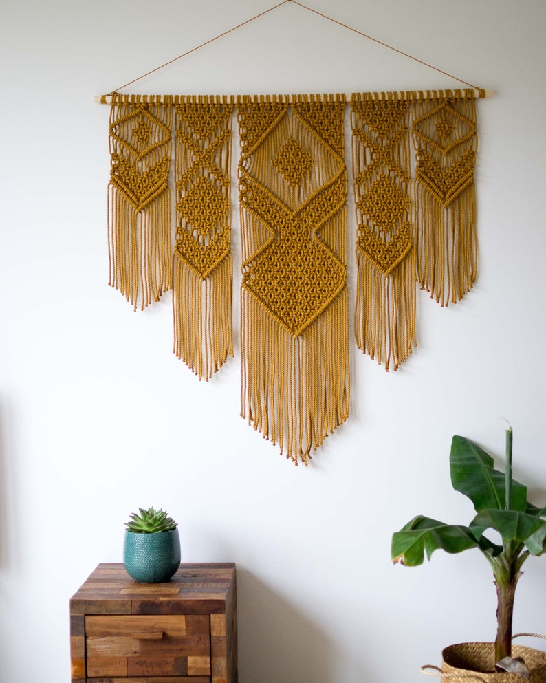 Large Macrame Wall Hanging Available in White, Gray, Mustard, Green, Mint, Salmon, Blush or Lavender 46 x 40 116cm x 100cm image 5