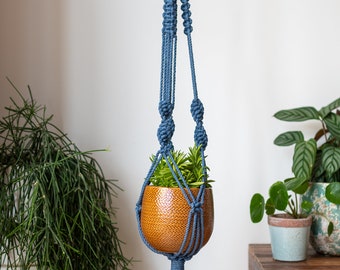 Gray Knotted Macrame Plant Hanger - 40" (100cm) in Length