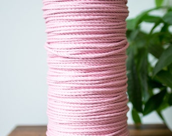 Macrame rope / Blush / 5MM / Twisted Cotton Rope / 3 Strand / 1000 Feet / 3.2KG