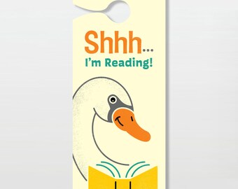 Do Not Disturb Door Hanger, A Swan Reading A Book (Free US shipping!) by Eddie Fieg