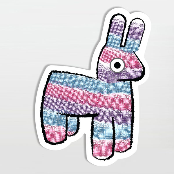 Colorful Papier-mâché Donkey Piñata Sticker (Free US shipping!) by Eddie Fieg