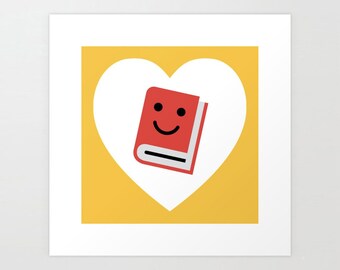 I Heart Books 8"x8" Art Print (Free US shipping!) by Eddie Fieg