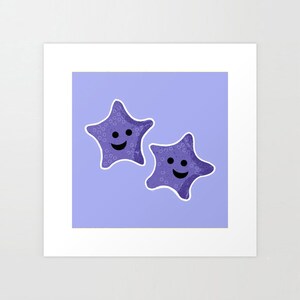 Smiling Underwater Starfish Friends 8&quot;x8&quot; Art Print (Free US shipping!) by Eddie Fieg