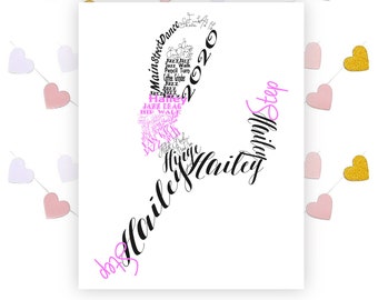 Personalized Dance Gift, Jazz dancer, Personalized Word Art Typography, Dance Recital Gift
