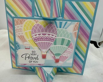 Hot Air Balloon "Proud of You" Center Pop-out Gatefold Card (Dimensional)