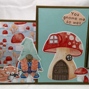 Amitié gnome renard étape carte - carte de voeux dimensionnelle