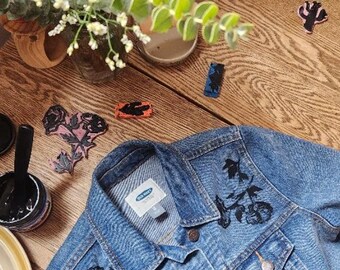 Upcycled Printed Jean Jacket