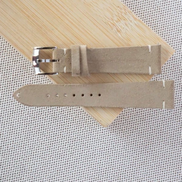 Sand colored Suede watch strap 12mm-24mm