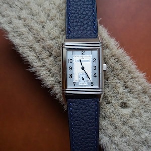 Navy Blue French Alpine calf leather watch strap. 12mm-24mm