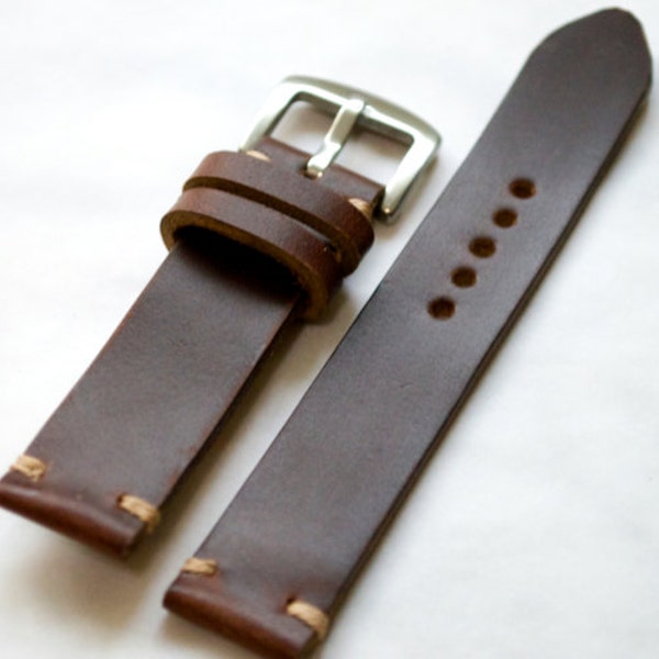 Brown Horween chromexcel leather handmade watch strap  16mm, 17mm, 18mm, 19mm, 20mm, 21mm, 22mm.