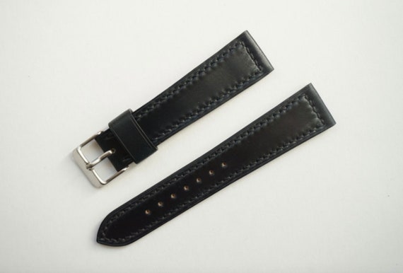 22mm Black Shell Cordovan Leather Strap (Clearance)