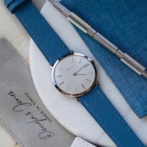 Epsom watch strap in Bleu Lin color- customizable 12mm-26mm
