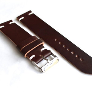 Horween No.8 schelp cordovan bordeauxrode horlogeband band 18 mm, 19 mm, 20 mm, 21 mm, 22 mm