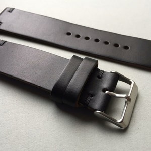 Black Horween chromexcel leather watch strap band, handmade 18mm, 19mm, 20mm,21mm 22mm