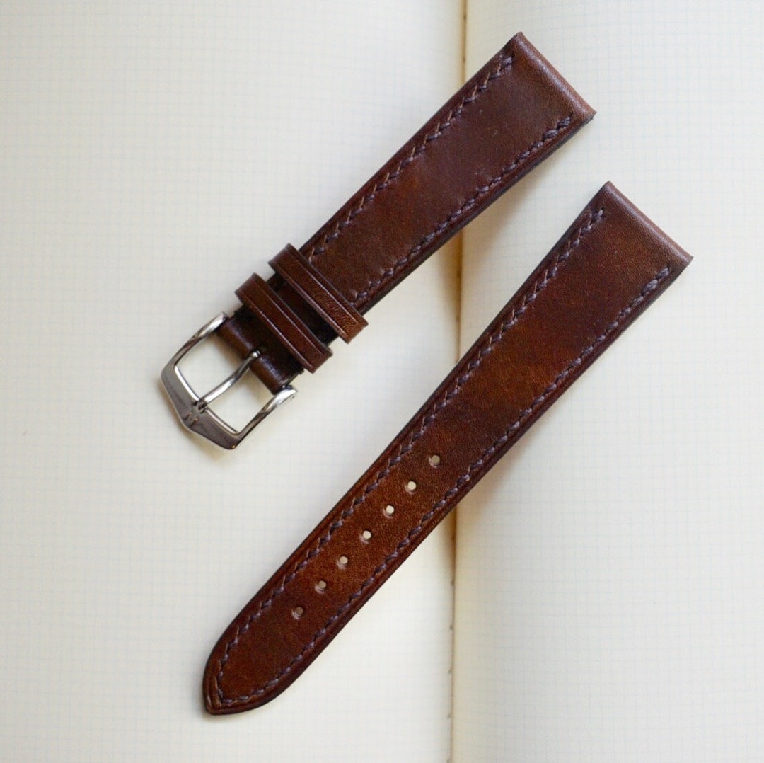 Brown Museum Calf Leather Watch Strap. 16mm, 17mm, 18mm, 19mm, 20mm ...