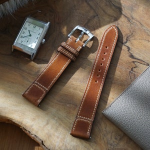 Custom Reverso style watch strap in Brown shell cordovan 14-24mm