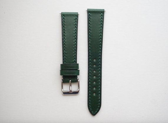 Bracelet En Cuir Véritable Italien Vert - Largeur 18mm - Fait Main - Neuf Avec étiquettes