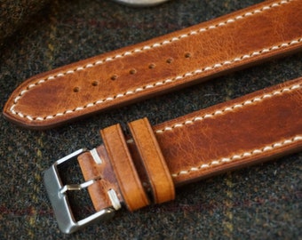 Horween natural Derby leather watch strap 18mm, 19mm, 20mm, 21mm, 22mm, 24mm custom